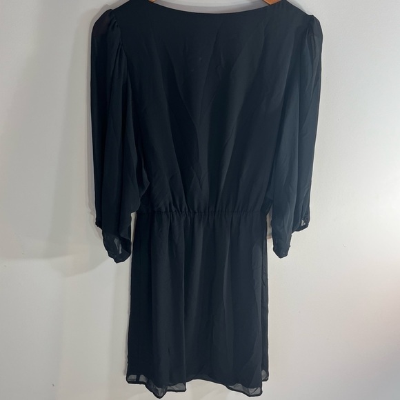 Gianni Bini Party Cocktail Black Mini Dress w Sheer Sleeves Sequined Front Sz S - Picture 4 of 11